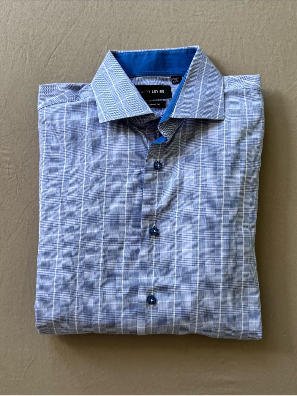Larry Levine Checkered Grid Tailored Fit Button Up Shirt